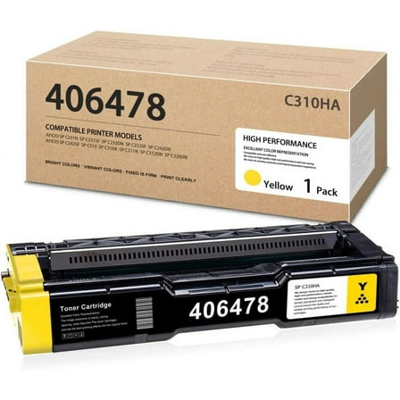 SP C310HA 1 Pack 406478 Yellow Toner Cartridge Replacement for Ricoh Aficio SP C231 C232 C242 C310 C311 C312 C320 Printers