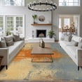 thumbnail image 3 of Burnt Orange Cement Gray Area Rugs 8'x10', Washable Small Throw Rugs for Living Room Patio, Modern Abstract Art Orange Indoor Outdoor Rug Non-Slip Low Pile Carpet Runner Reversible Floor Mats, 3 of 8