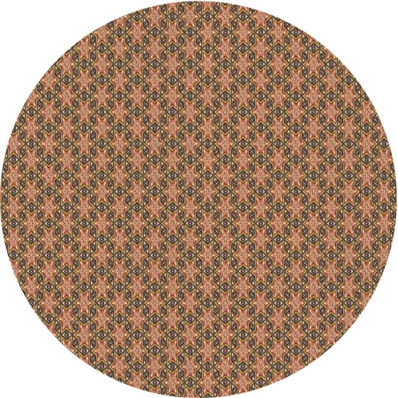 Ahgly Company Indoor Round Patterned Brown Red Area Rugs, 3' Round