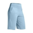 thumbnail image 5 of Audhol Womens Shorts with Pockets, Womens Shorts High Waisted Athletic Long Shorts Plus Size Wide Leg Yoga Pants Yoga Shorts Light Blue 2XL, 5 of 5