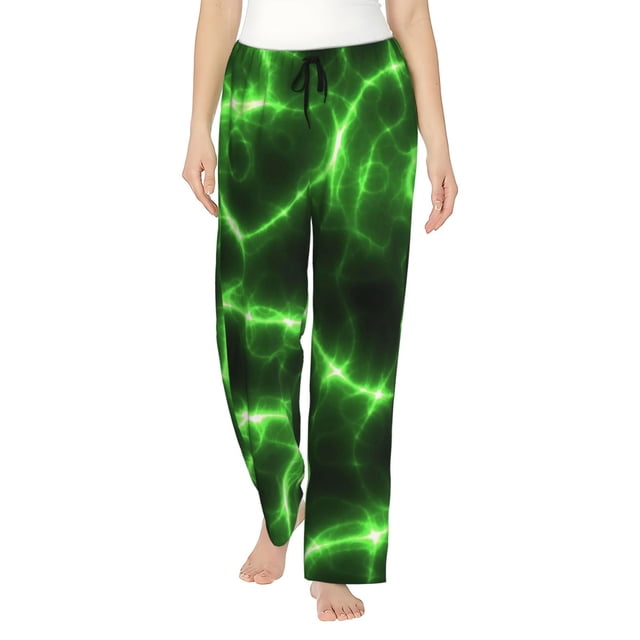 Balery Green Lightning Pantalones de pijama para mujer, pijamas ultraligeros, pantalones de estar por casa-Medium