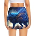 thumbnail image 2 of Lsque Moonlit Blue Wolf Printed Women's Running Shorts with Liner Pockets,Elastic Quick Dry Workout Athletic Gym Yoga Shorts,Womens High Waist Shorts-, 2 of 9