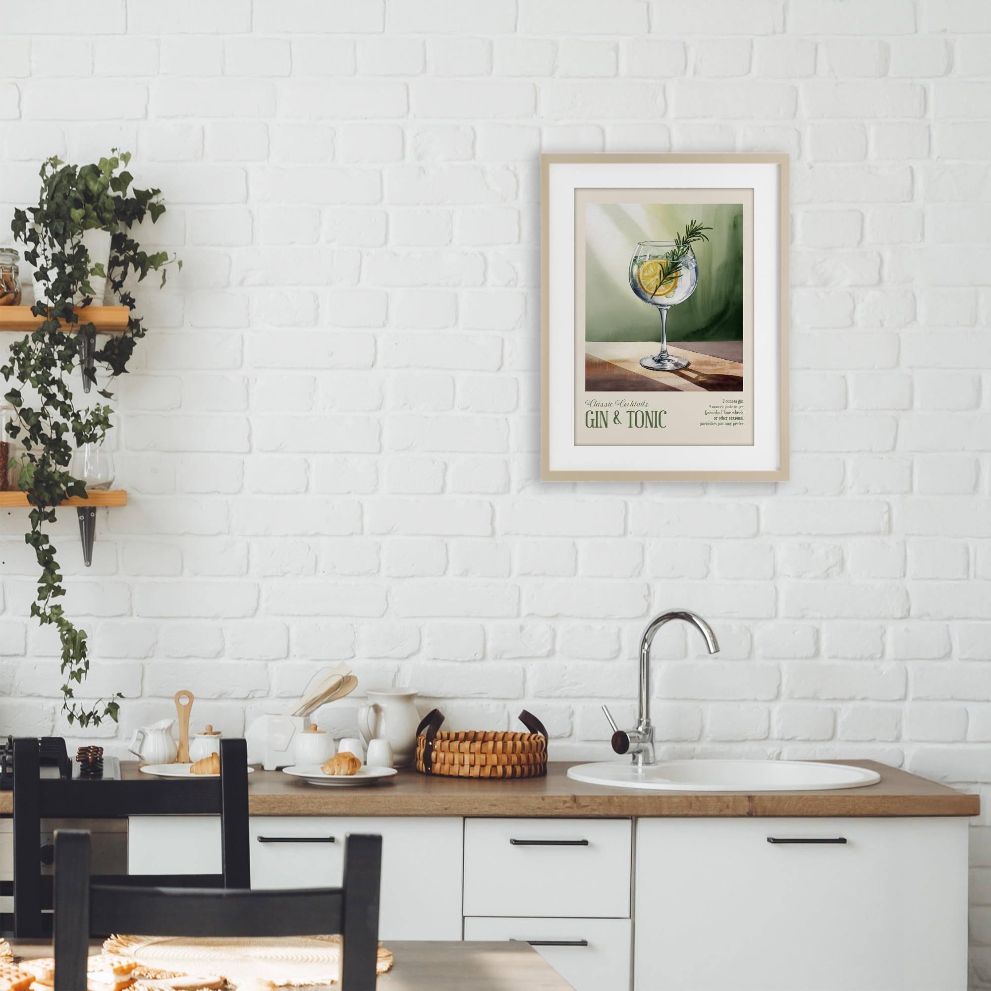 Stupell Industries Gin & Tonic Sun Rays Birch Framed Print Under Glass, design by Andreas Magnusson