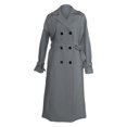 thumbnail image 4 of Harpily Anoraks Women Trench Coat Long Double Breasted Fall Fashion 2023 Classic Lapel Slim Overcoat Outerwear With Belt Grey Gray L, 4 of 6