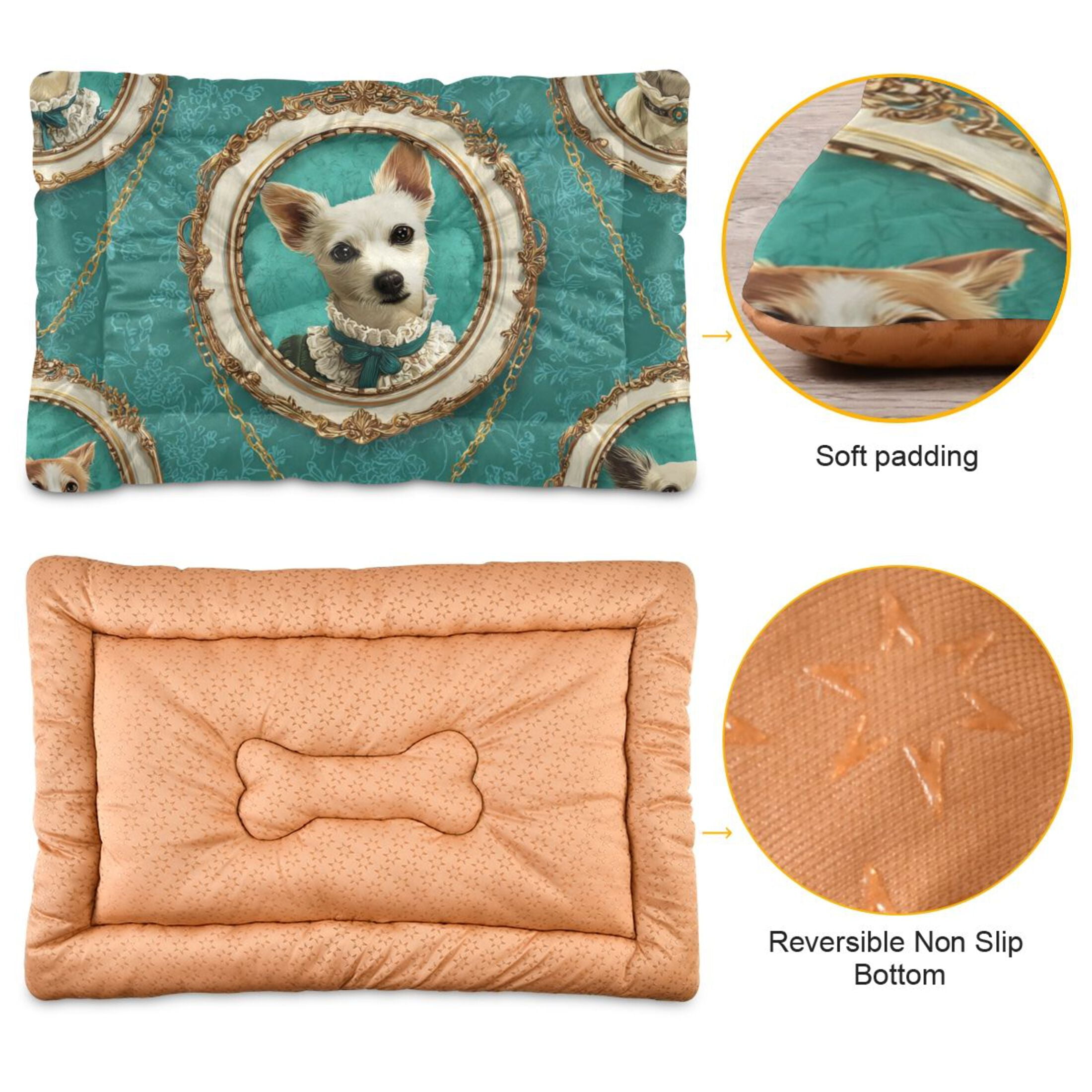Cozy Mat Pet Bed Indoor Outdoor Warm Soft For Cat Dog Puppy(S/M) Adorable Little Dog Wearing Victorian