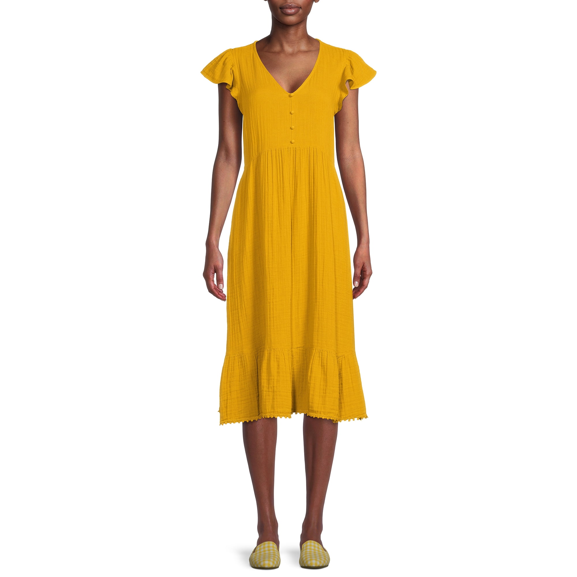 Time and Tru Women's Midi Double Cloth Dress