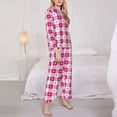 thumbnail image 3 of Hirioo Plaid Heart for Women's Pajama Sets 2 Piece Pjs Women's Long-Sleeved Pajama Set Button Down Sleepwear,S-XXL-Large, 3 of 7