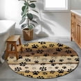 thumbnail image 3 of Round Rugs 3Ft, Cute Dog Claws Round Area Rug Washable Indoor Throw Carpet, Farmhouse Brown Wooden Grain Puppy Pawprints Small Non Slip Circle Rug for Bedroom Living Room Home Decor Aesthetic, 3 of 8