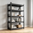 thumbnail image 2 of S-HOME 5-Tier Adjustable Height Metal Storage Shelving Unit in Black, 71.20 Inches Tall, Industrial Utility Bookcase for Home, 2 of 8