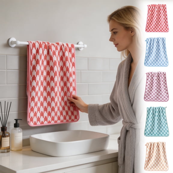 WDOBM Reusable Washcloths, Unisex Color‑Block Coral Fleece Bath Hair‑Drying Towel, Highly Absorbent Quick Dry Machine Washable, Lightweight Sport Towels for Bathroom Salon