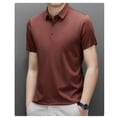 thumbnail image 5 of Men's Summer Polo Neck Ice Silk Casual Plaid T-shirt, 5 of 7