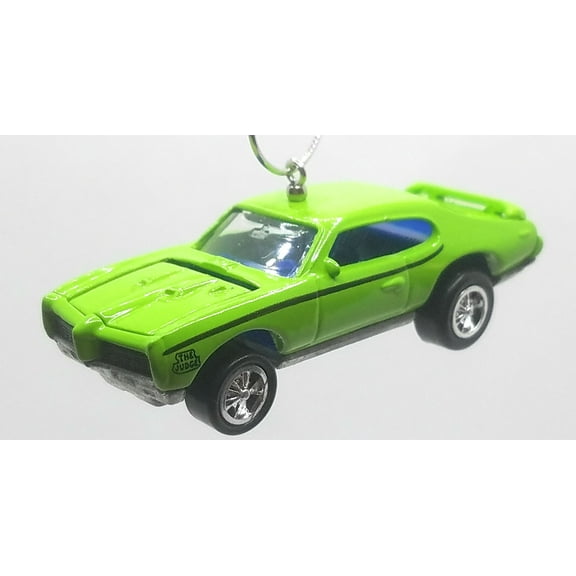 Christmas Ornament for 1969 Pontiac GTO Judge Lime Green Black Stripes