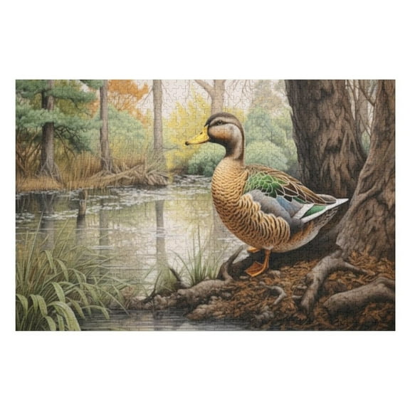 Puzzles for Adults 300 Pieces - Mallard Duck Forest Challenging High Difficulty Jigsaw Puzzle,Great Gift for Jigsaw Lovers for Family Fun & Couples