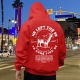 thumbnail image 2 of KHONTS He Left the 99 to Find Me Sweatshirt for Men Christian Fashion Graphic Hooded Sweatshirt Long Sleeve Hoodies Red L, 2 of 6