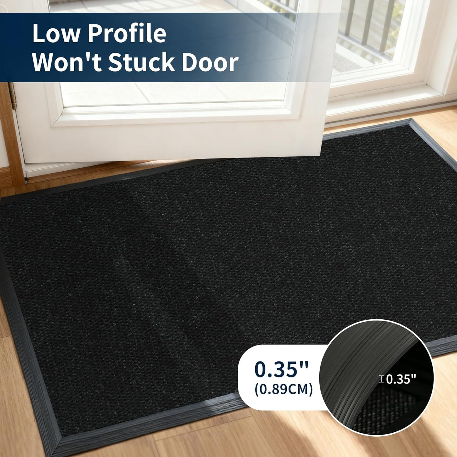 BESTVUE Commercial Outdoor Doormat Heavy Duty for Front Door Entrance Welcome Mat Non-Slip Black 4"x11"