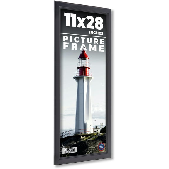 11x28 - 11 x 28 Contemporary Black Solid Wood Frame with UV Framer's Acrylic & Foam Board Backing -