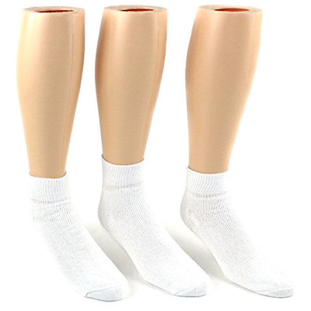 24 Pairs Pack of WSD Men's Sport Ankle Socks, Value Pack, Athletic Socks (White, 1013