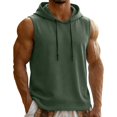 thumbnail image 2 of UVEASISHA Men's Sleeveless Hoodie Lightweight Workout Hooded Tank Tops Casual Fashion Drawstring Gym Muscle T Shirts Solid Color Loose Athletic Tanks Army Green 4XL, 2 of 7