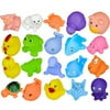 20 Pcs Baby Bath Time Fun Mini Animals Squeeze Squeakers and Squirters Rubber Bathtub Toys with Spoon Net
