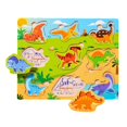thumbnail image 1 of Rompecabezas de madera para niños pequeños, rompecabezas de madera para niños pequeños, rompecabezas de tablero Digital con habilidades motoras finas tablero de dinosaurio, 1 of 9