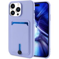 case for iPhone 14 Pro Max Case with Card Holder Flexible Silicone Cover [Soft Microfiber Lining] Shockproof Protective Slim Wallet Case for iPhone 14 Pro Max Purple