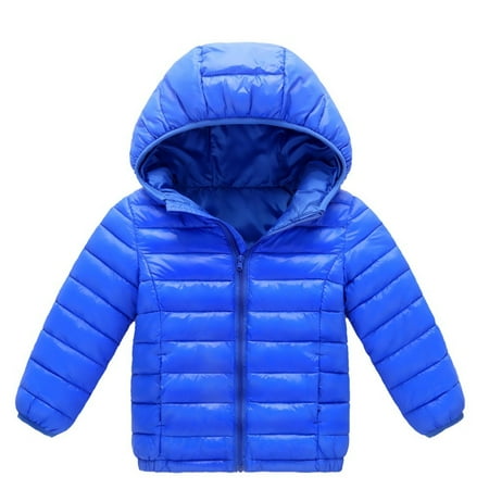 

EHTMSAK Infant Baby Boy Girls Zip Up Coat Toddler Child Fall Winter Hooded Padded Outerwear Thicken Long Sleeve Puffer Jacket Blue 18M-8Y 110