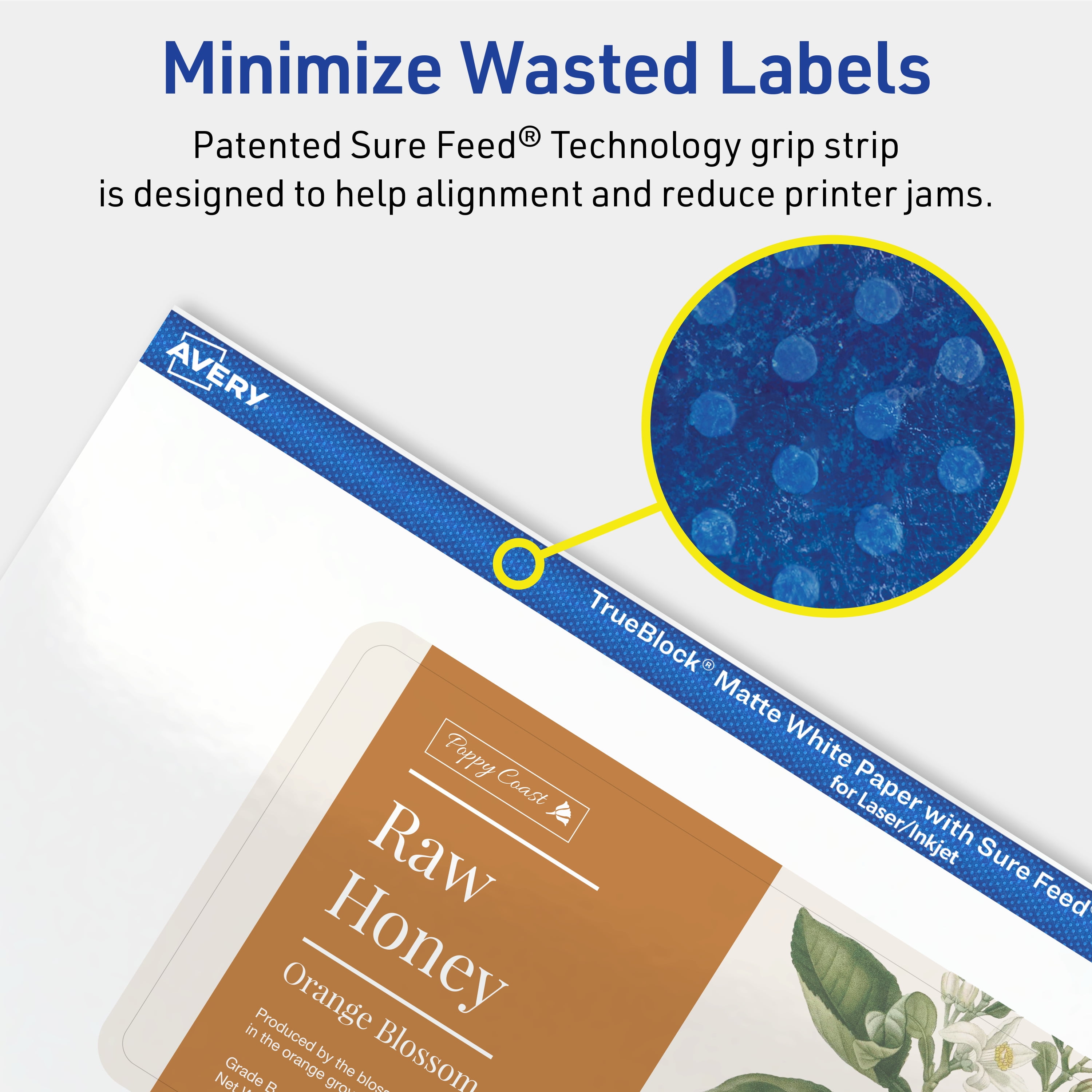 Avery TrueBlock Rectangle Labels, 2.5" x 5", 150ct