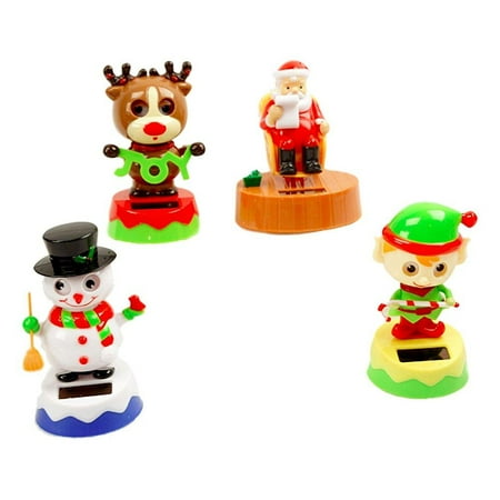 Dancing Santa Reindeer - solar dancing holiday figures set of 4(santa, reindeer, elf, and snowman)