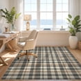 thumbnail image 3 of Design&I 3'x5' Washable Accent Rug Pet Friendly & Non-Slip Built-In Grip Fall Gingham Doormat Checkered Layout Harvest Stripe Border Door for Bedroom, Walk-in Closet, 3 of 7