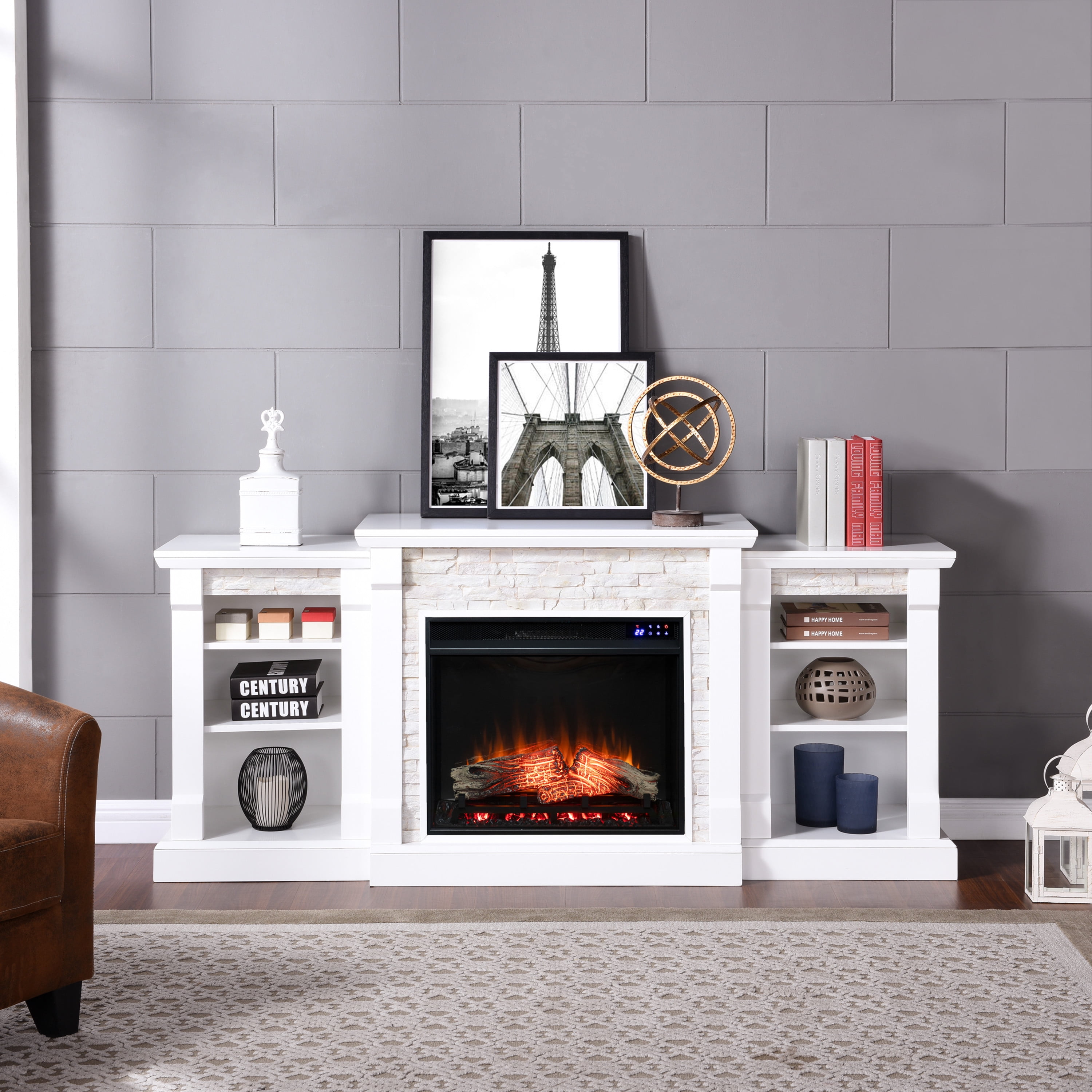 Gallalily Electric Fireplace w/ Bookcases