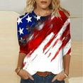 thumbnail image 2 of Feancey Womens 3/4 Sleeve T Shirts Plus Size Memoridal Day July 4th Shirts Independence Day Distressed Print Patriotic T-Shirt Comfy Loose Tunic Tops Multicolor L, 2 of 6