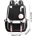 thumbnail image 5 of Mochila para niñas adolescentes Mochila para estudiantes de secundaria Mochila para exteriores con puerto de carga USB (21 litros, blanco negro), 5 of 5