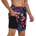thumbnail image 2 of Yiaed American With Lips Print Mens Swim Trunks Bathing Suit Compression Liner Beach Swim Shorts Swimwear Quick Dry Zipper Pocket No-Chafing Board Short-X-Large, 2 of 6