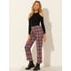 thumbnail image 4 of Pantalones de Tobillo Allegra K A Cuadros Mujer Trabajo Casual Rojo XS, 4 of 6