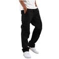 thumbnail image 2 of Men's Relaxed Fit Cargo Pants Straight Leg Elastic Waist Drawstring Multiple Pockets Durable Spring Fall Pants, 2 of 9