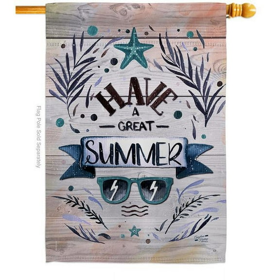 Angeleno Heritage H137016-BO Have a Great Summer Summertime Fun & Sun 28 x 40 in. Double-Sided Decorative Vertical House Flags for Decoration Banner Garden Yard Gift