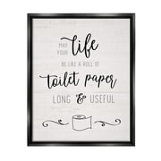 Stupell Industries Life Like Toilet Paper Roll Long and Useful Phrase Jet Black Framed Floating Canvas Wall Art, 16x20, by Natalie Carpentieri