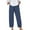 Dark Blue, variant on Women's Solid Color Loose Casual Pants Linen Blend, Drawstring Elastic Waist, with Pockets, Straight Leg, for All Seasons, Sizes S-XXXXXL