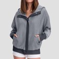thumbnail image 2 of idosla Womens Corduroy Hooded Jackets Casual Zip Up Sweatshirt Jacket Trendy Fall Winter Coat Hoodies with Pockets (Grey, M), 2 of 4