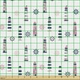thumbnail image 2 of Ambesonne Nautical Fabric by the Yard Upholstery, Lighthouse Steering Wheel, 10 Yards, Pastel Pink Pearl Indigo, 2 of 5