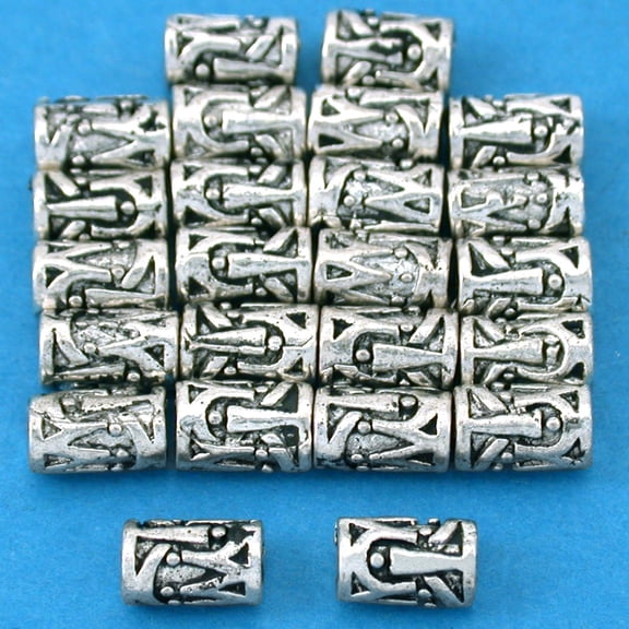 15g Bali Tube Beads Antique Silver Plated 7mm Approx 20