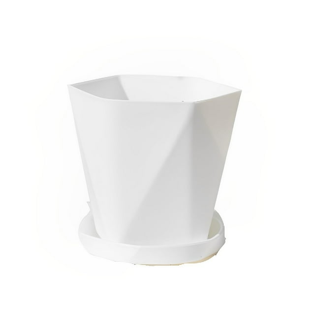 Cateissary Maceta de jardinería nórdica Simple con bandeja contenedor decoración de flores macetas portátil de moda Jardín y Patio Blanco Cateissary HA080231-01B