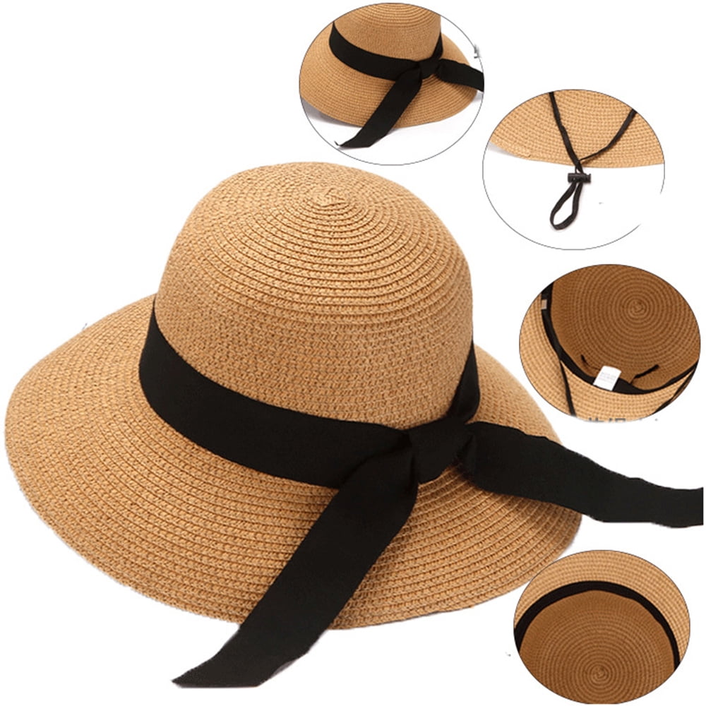 Womens Beach Sun Straw Hat UV UPF50 Travel Foldable Brim  display picture 3