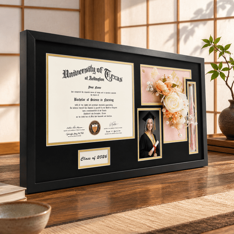 Clof 2026 Graduation Shadow Box Frame For 8.5x11 Diploma & 4x6 Photo ...
