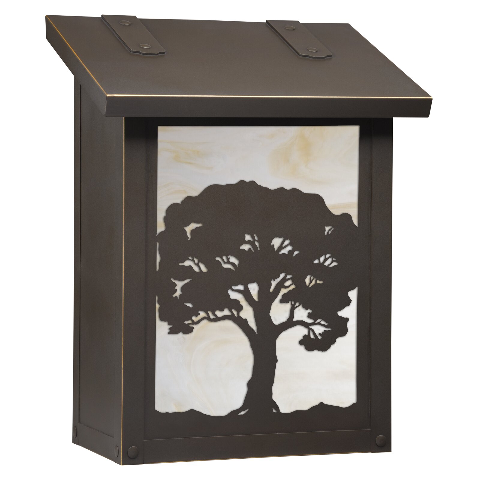 Oak Tree Verical Wall Mounted Mailbox, Rain Overhang, Primary Material