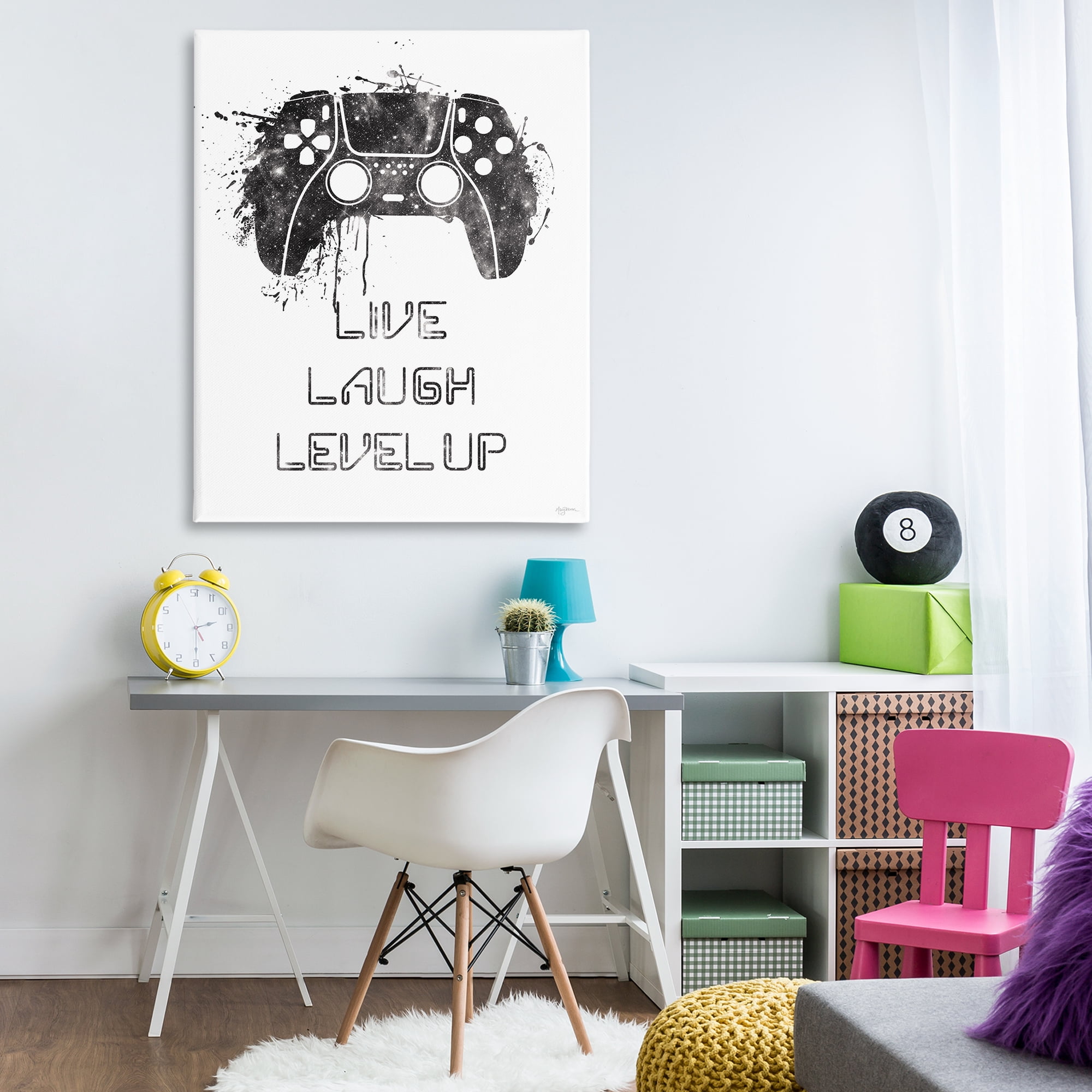 Stupell Industries Live Laugh Level Up Typography Painting Gallery Wrapped Canvas Art Print Wall Art, 36 x 48