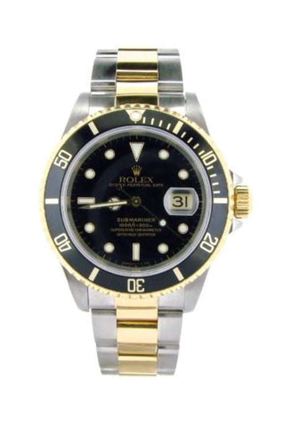 Pre-Owned Mens Rolex Two-Tone 18K/SS Submariner Black 16613