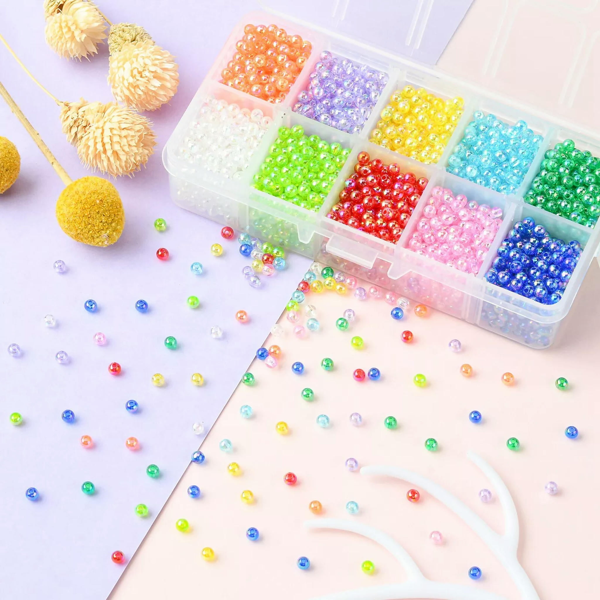U8MO 3000x Transparent Acrylic Beads for DIY Jewelry Craft Making Bracelet Supplies