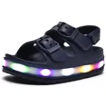 thumbnail image 5 of Toddler Boys Girls LED Double Buckle Sandals Open Toe Flat Slide Kids With Adjustable Back Strap BLUE 5, 5 of 6