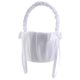 thumbnail image 1 of Cesta romántica de satén blanco con lazo para la ceremonia de boda de la niña de las flores, 1 of 4